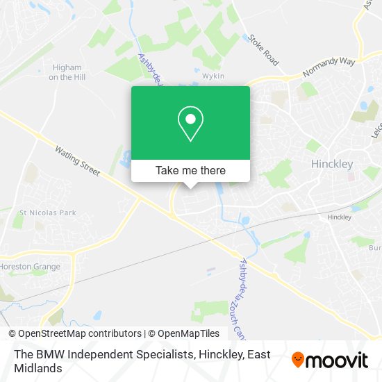 The BMW Independent Specialists, Hinckley map