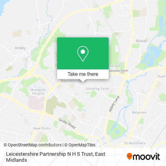 Leicestershire Partnership N H S Trust map