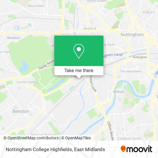 Nottingham College Highfields map