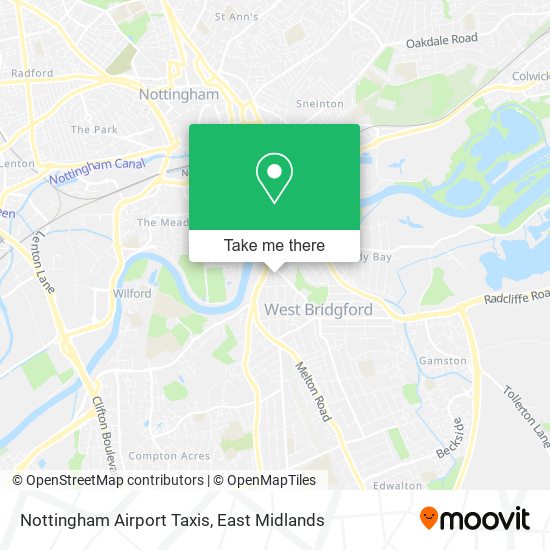 Nottingham Airport Taxis map