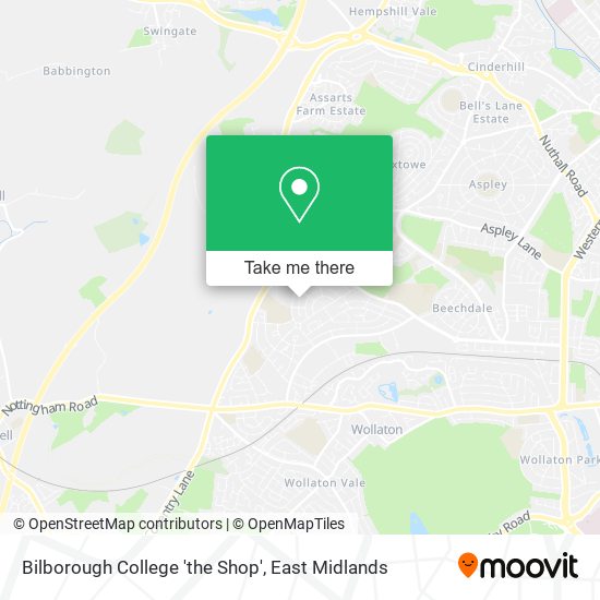 Bilborough College 'the Shop' map