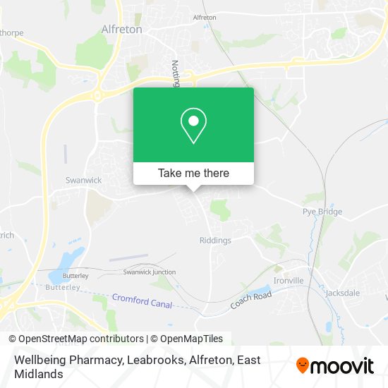 Wellbeing Pharmacy, Leabrooks, Alfreton map