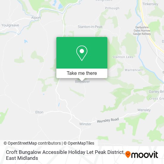 Croft Bungalow Accessible Holiday Let Peak District map