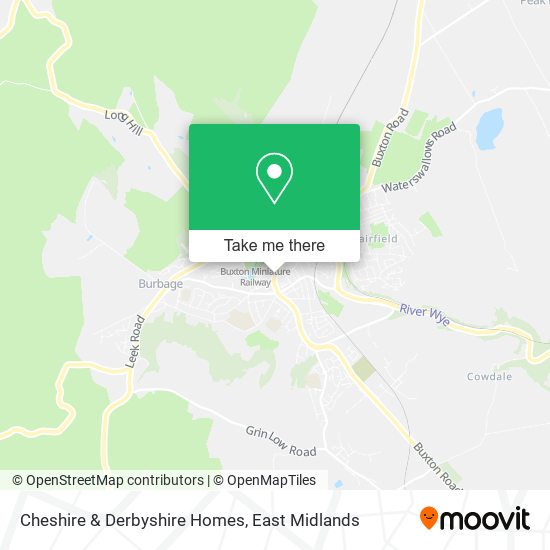 Cheshire & Derbyshire Homes map