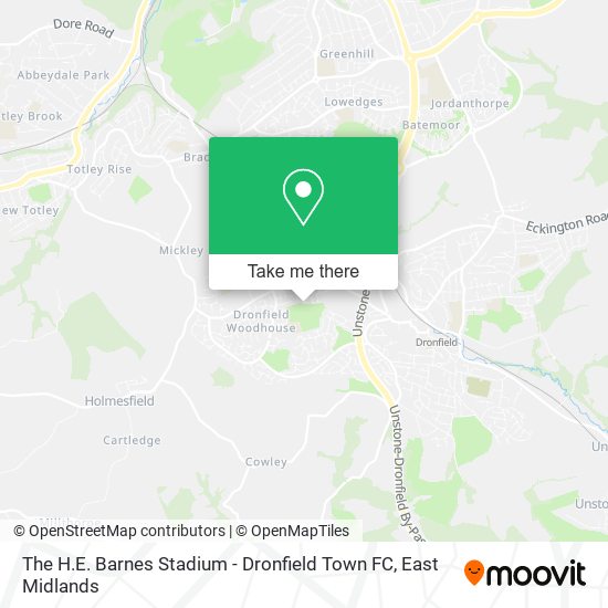 The H.E. Barnes Stadium - Dronfield Town FC map