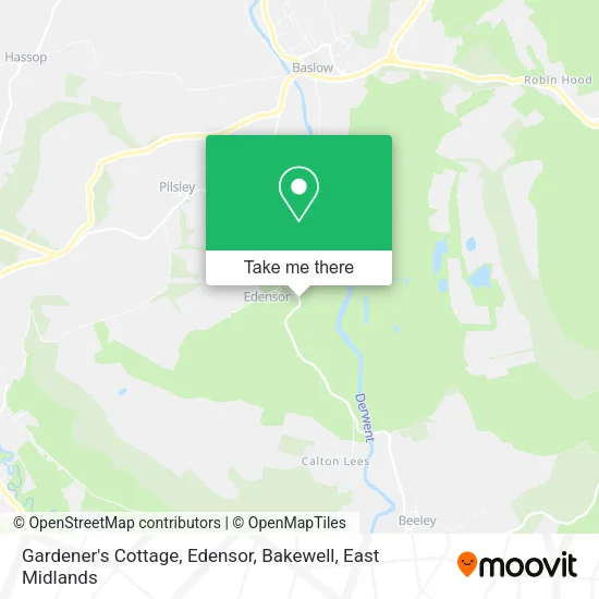 Gardener's Cottage, Edensor, Bakewell map