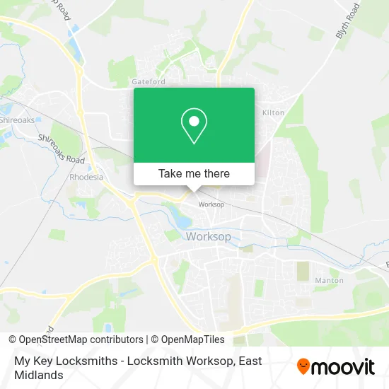 My Key Locksmiths - Locksmith Worksop map
