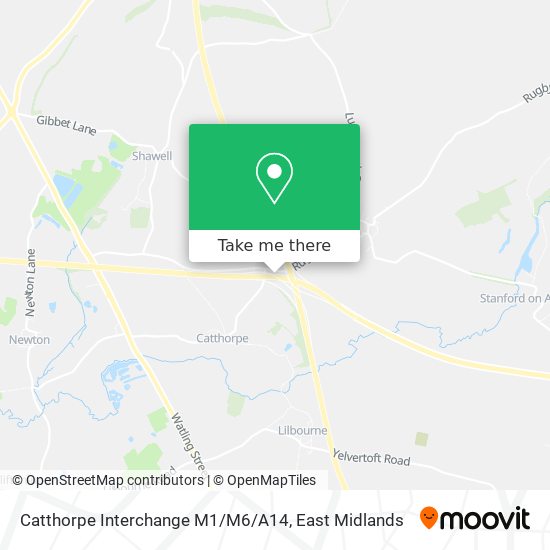 Catthorpe Interchange M1 / M6 / A14 map