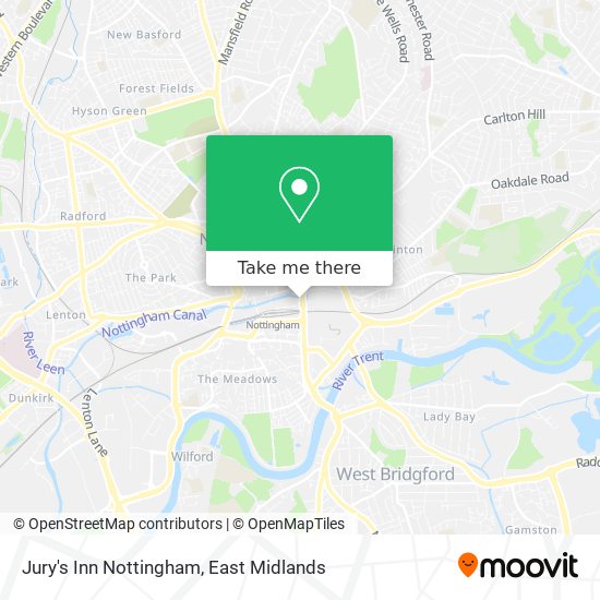Jury's Inn Nottingham map