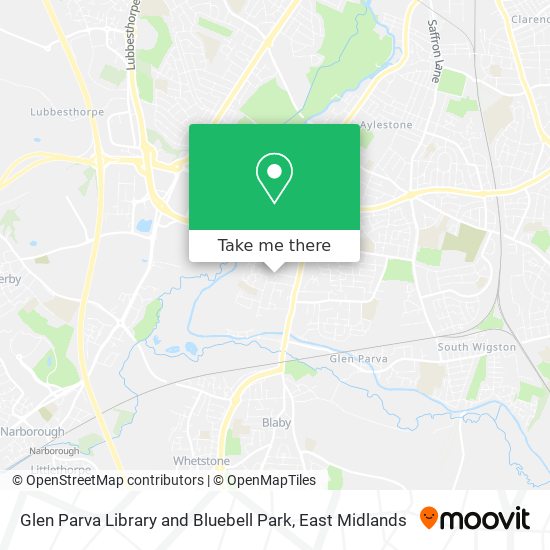 Glen Parva Library and Bluebell Park map