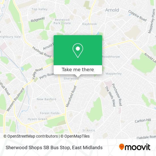 Sherwood Shops SB Bus Stop map