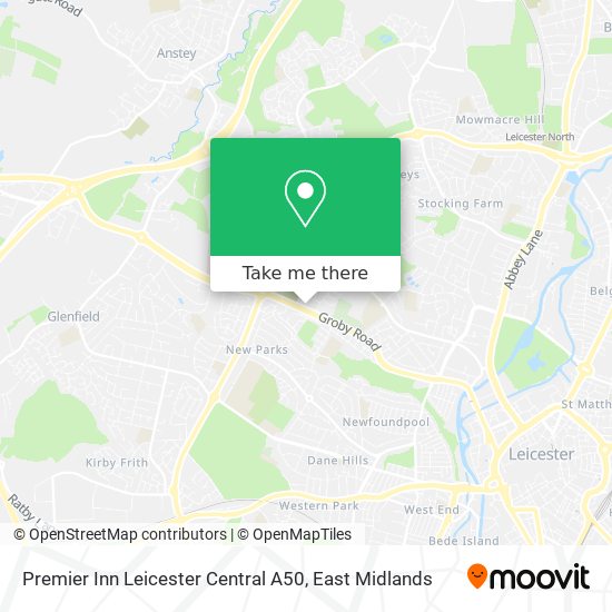 Premier Inn Leicester Central A50 map