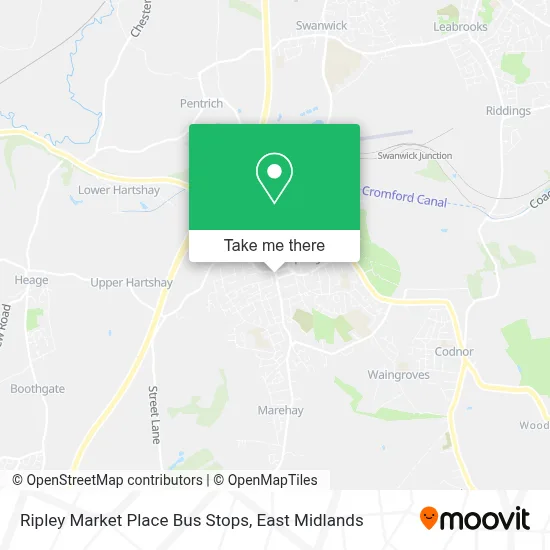 Ripley Market Place Bus Stops map