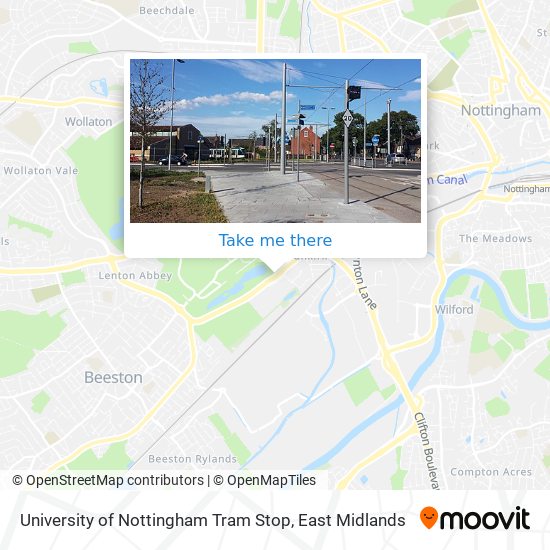 University of Nottingham Tram Stop map