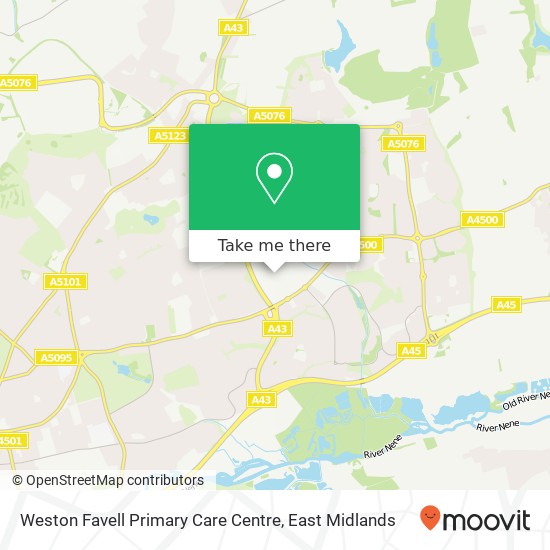 Weston Favell Primary Care Centre map