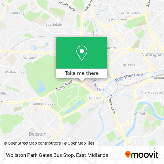 Wollaton Park Gates Bus Stop map