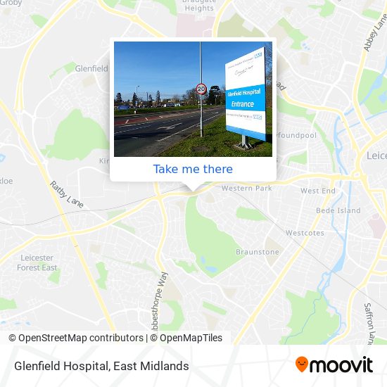 Glenfield Hospital map
