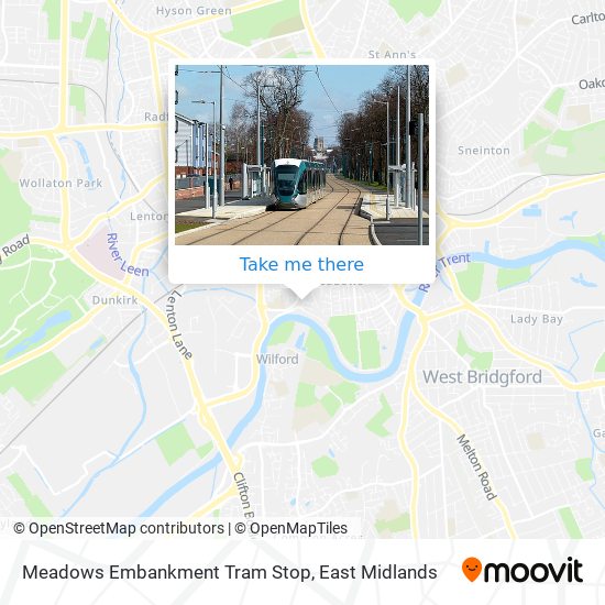 Meadows Embankment Tram Stop map