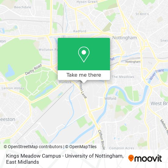 Kings Meadow Campus - University of Nottingham map