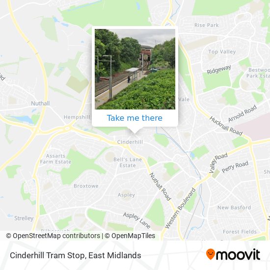 Cinderhill Tram Stop map