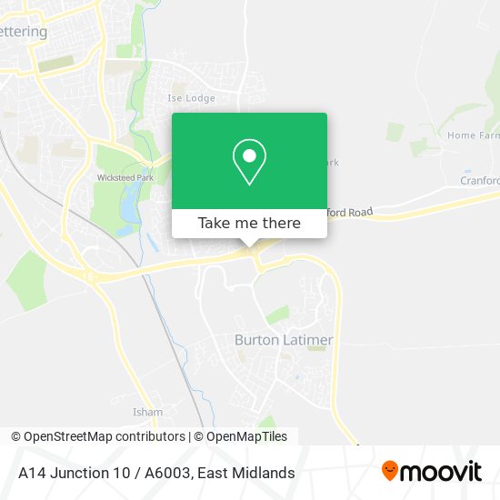A14 Junction 10 / A6003 map