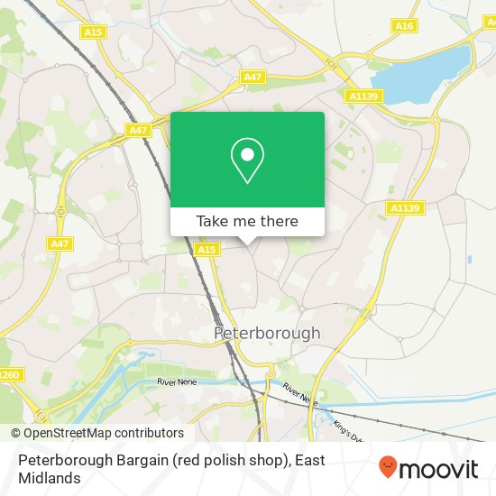Peterborough Bargain (red polish shop) map