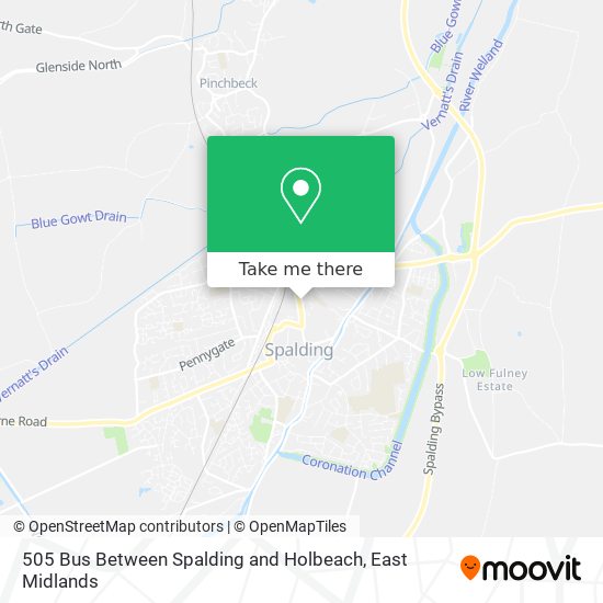 505 Bus Between Spalding and Holbeach map