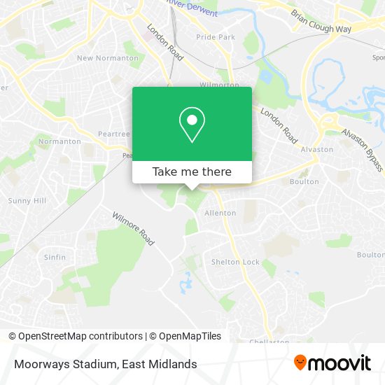 Moorways Stadium map