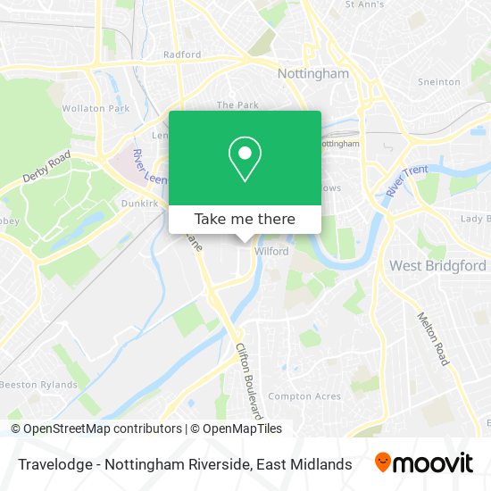 Travelodge - Nottingham Riverside map