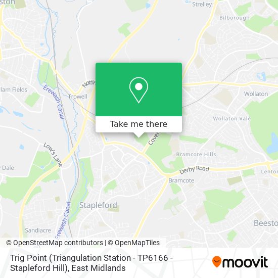 Trig Point (Triangulation Station - TP6166 - Stapleford Hill) map