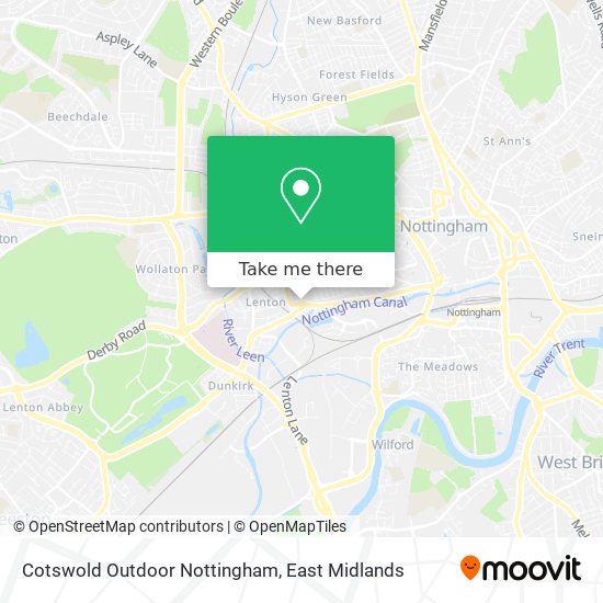 Cotswold Outdoor Nottingham map