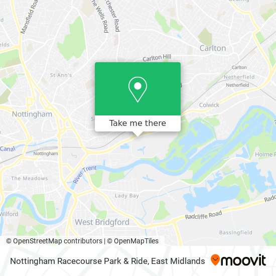 Nottingham Racecourse Park & Ride map