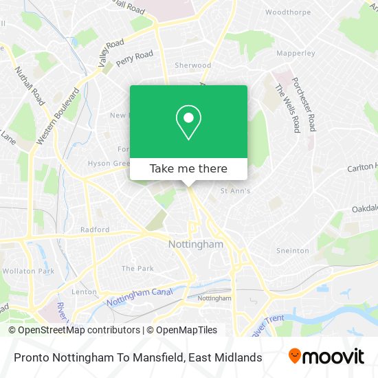 Pronto Nottingham To Mansfield map
