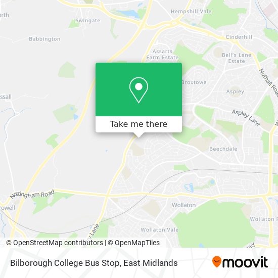 Bilborough College Bus Stop map