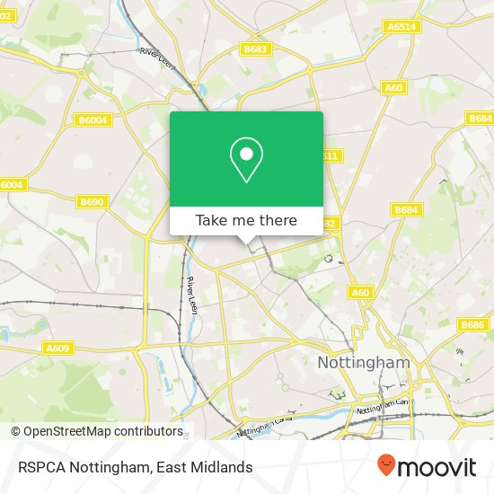 RSPCA Nottingham map