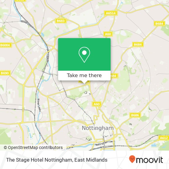 The Stage Hotel Nottingham map