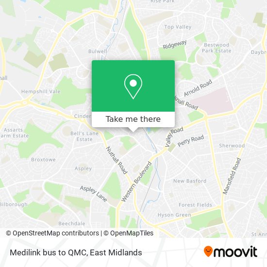 Medilink bus to QMC map