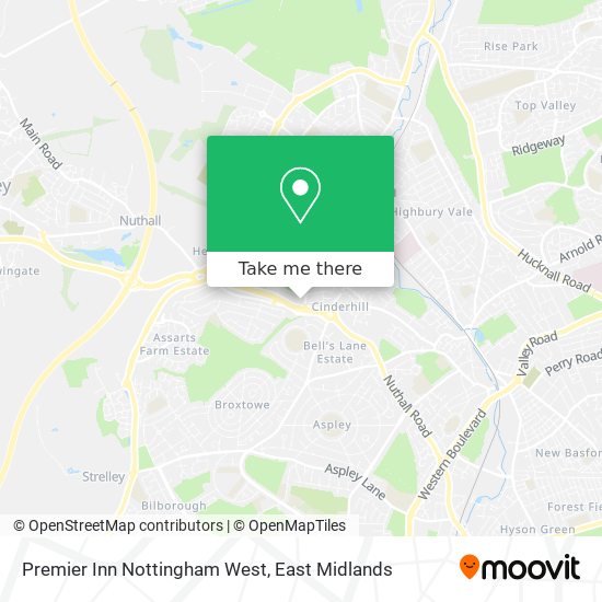 Premier Inn Nottingham West map