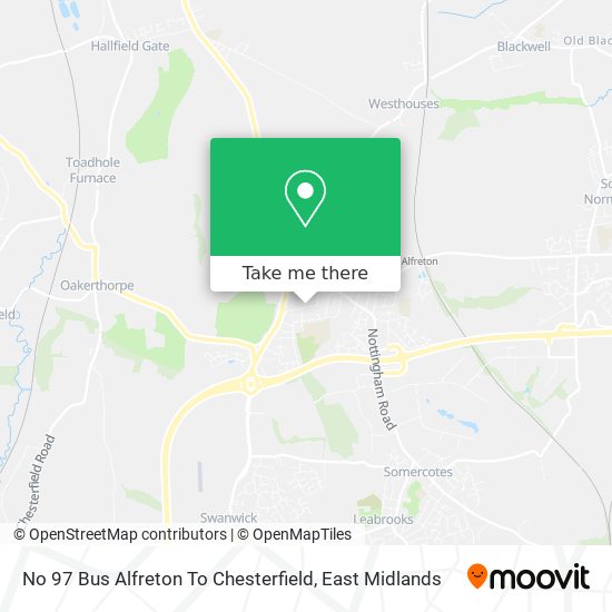 No 97 Bus Alfreton To Chesterfield map