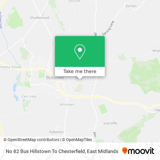No 82 Bus Hillstown To Chesterfield map