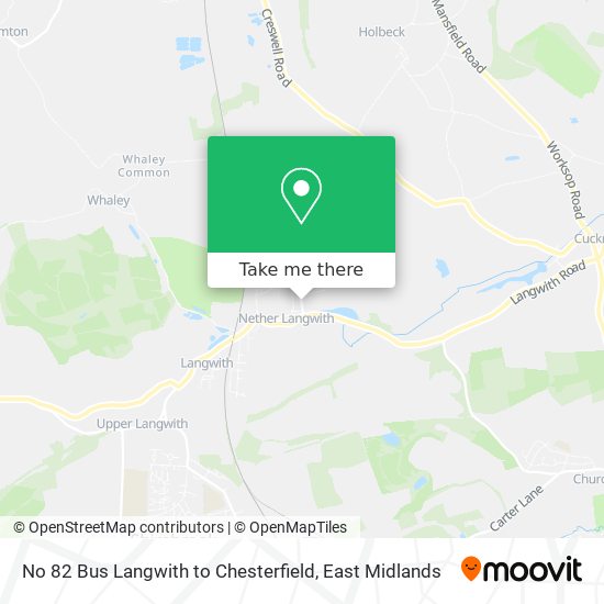 No 82 Bus Langwith to Chesterfield map