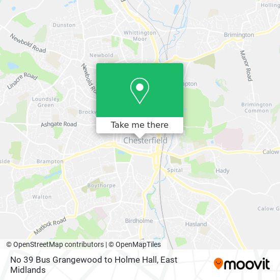 No 39 Bus Grangewood to Holme Hall map