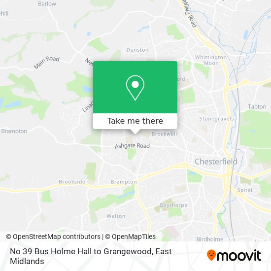 No 39 Bus Holme Hall to Grangewood map