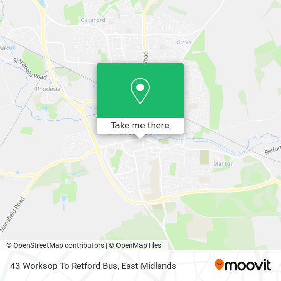 43 Worksop To Retford Bus map