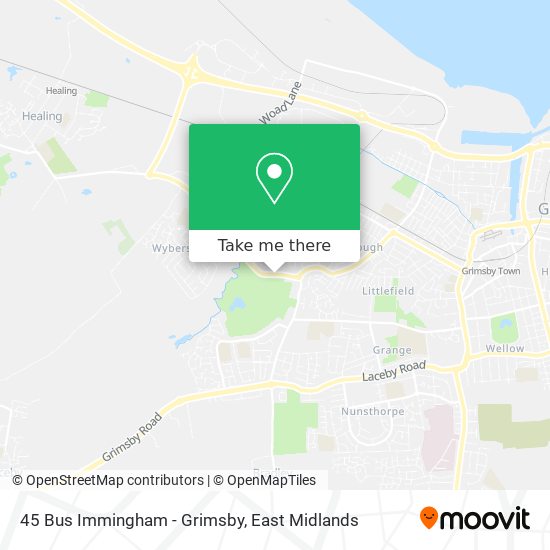 45 Bus Immingham - Grimsby map