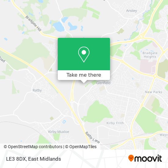 LE3 8DX map