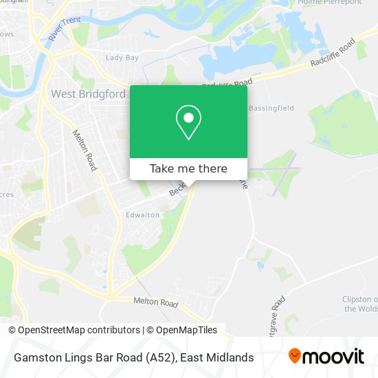 Gamston Lings Bar Road (A52) map