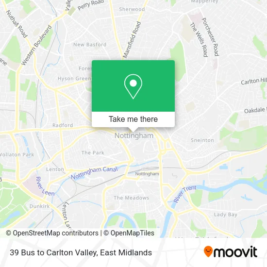 39 Bus to Carlton Valley map
