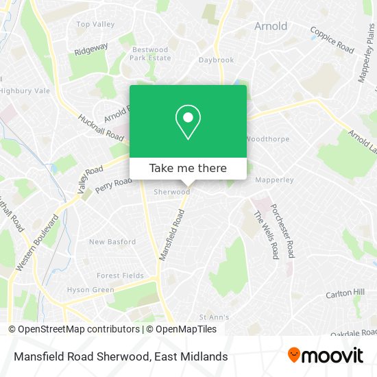 Mansfield Road Sherwood map