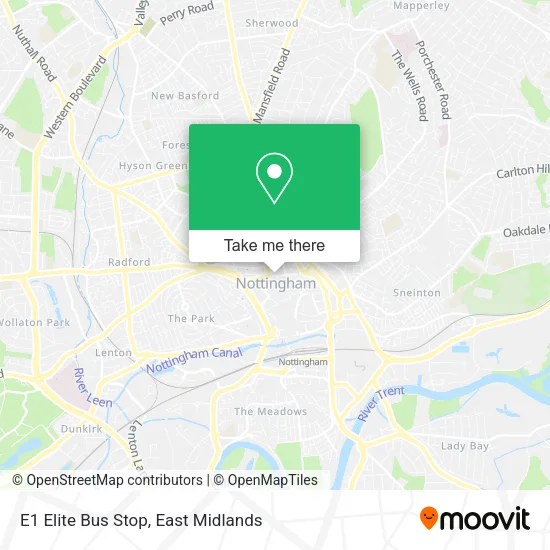 E1 Elite Bus Stop map